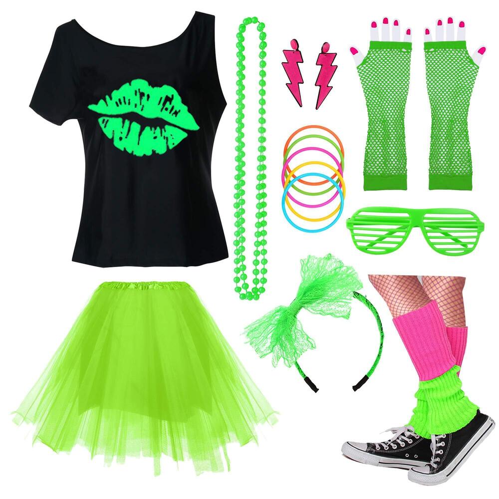 2569 80's Party Retro Costume Accessories Outfit Dress for 1980s Theme